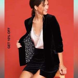 Skies are Blue Black Velvet Blazer